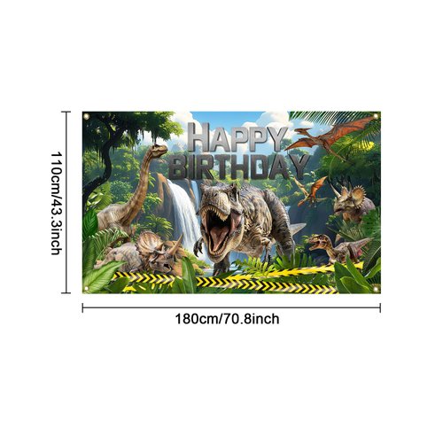 Mocsicka Dinosaur Birthday Backdrop Banner for Boy Dinosaur Park Theme Party Decorations Banner Dinosaur Photography Backgournd Supplies (Green, 70.8x43.3 inch)