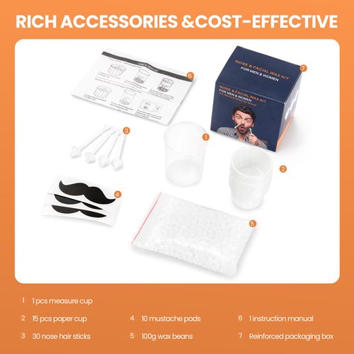 AUZEAL Nose Wax Kit With 30 Nose Waxing Sticks, Nose & Ear Hair Removal Kit for Men and Women with 100g Wax, Up to 20 Uses, Safe, Quick and Painless