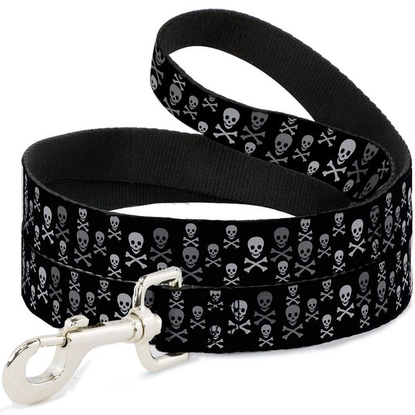 Buckle-Down Pet Leash - Multi Skull Black/Gray - 6 Feet Long - 1.5" Wide