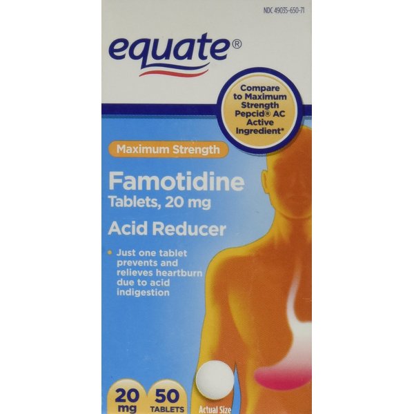 Equate Famotidine Acid Reducer Tablets 20mg, 50ct