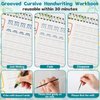 gisgfim 4 Pack Grooved Cursive Handwriting Workbook Kit Magic Reusable Grooved Handwriting Practice with Disappearing Ink Pens Cursive Kickoff Student Workbook for Kids Words Letters Sentences Reading