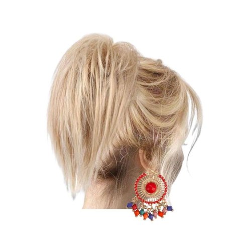 Kopida Messy Bun Hair Piece, Hair Claw Clip in Short Ponytail Extension for Women, Synthetic Tousled updo Hair Buns Hair Piece Short Ponytail Hair Extension, About 12inch(White Blonde)