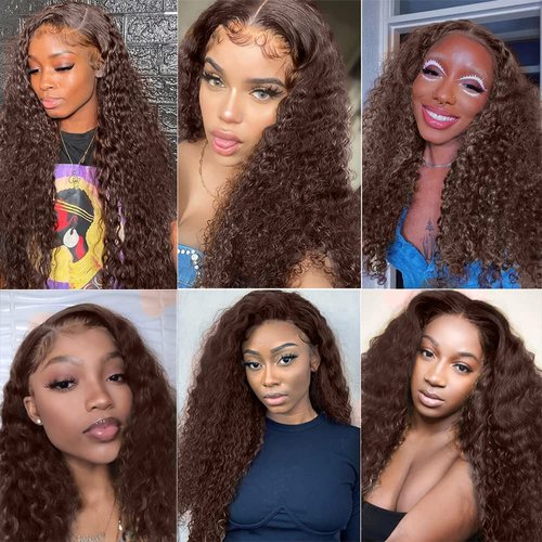 Chocolate Brown Bundles Human Hair Color #4 Kinky Curly Bundles 18 20 22 Inch Brazilian Virgin Hair 3 Bundles Color #4 Dark Brown Bundles Human Hair Double Weft Hair Extensions
