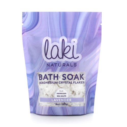Laki Naturals Magnesium Flake Bath Soaks - Hawaiian Sea Salt - Lavender 8oz
