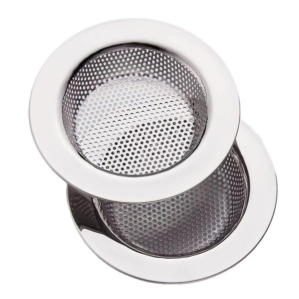 Kitchen Sink Strainer Basket Stainless Steel - Sink Drain Cover with Wide Rim, for Most Kitchen Sinks Anti-Clogging 4.5 in (2pc Silver)
