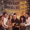Hokinaa Happy New Year Banner - 3Pcs Peace Out 2024 Eve Party Supplies Gold Glitter Cheers to 2025 Sign Champagne Hanging Decor for Home Indoor Outdoor Wall Decoration Holiday Winter Party Decorations