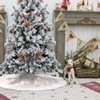 Christmas Tree Skirt, Gold White 36 Inch Faux Fur Plush Christmas Decorations Tree Base Mat Thick Velvet Rugs for Holiday Home Decor Party Xmas