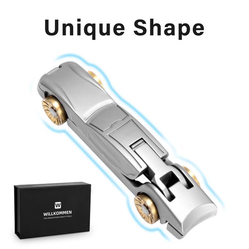 WILLKOMMEN Nail Clippers Set with Catcher for Men, Car Shape Anti-Splash Toe Nail Clippers, Ultra Sharp Sturdy Fingernail and Toenail Clipper Cutters（Silver）