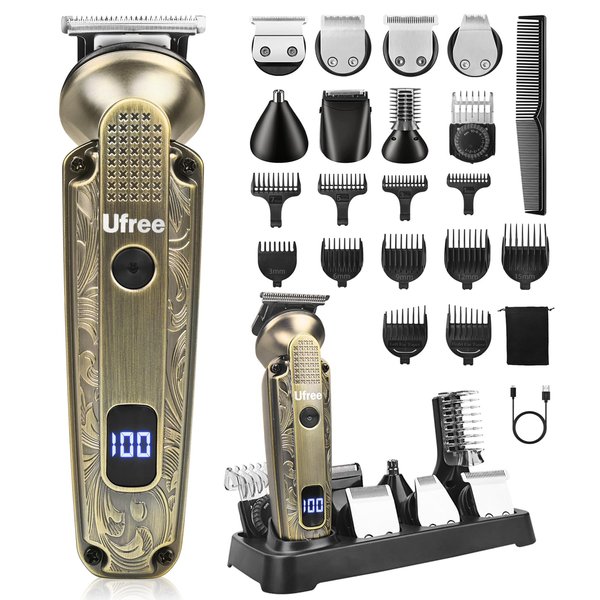 Ufree Beard Trimmer for Men, 7 in 1 Waterproof T-Blade hair Trimmer, Electric Razor Shavers for Men, Cordless Hair Clippers and Trimmers Set, Grooming Kit for Nose Ear Body Face Mustache Men Gifts