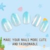 Kawyehu Kids Press on Nails Short Almond Children Fake Nails Artificial Nail Tips Adhesive Full Cover Short False Fingernails for Girls Kids Nail Decoration (Shine Ocean Party)