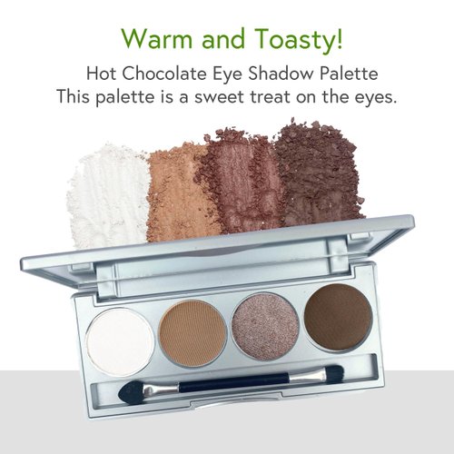 Honeybee Gardens Hot Chocolate Eye Shadow Palette, Clean and Bold, 4 Highly Pigmented Colors With Long Lasting Luxe Finish, Vegan, Cruelty-Free, Gluten-Free, and Paraben-Free, Net Wt 1.3g Each