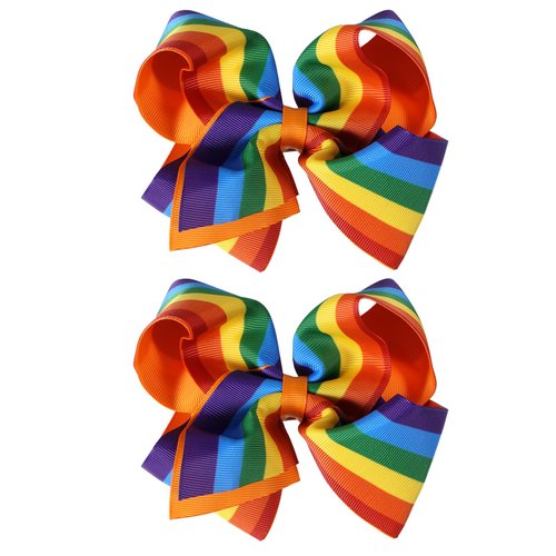 5inch Rainbow Hair Bow Clips,Big Rainbow Ribbon Hair Barrettes Alligator Hairpins for Girls Women Pride Month Parade Outfit Decor Accessories Wedding Summer Holiday Gift