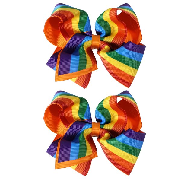 5inch Rainbow Hair Bow Clips,Big Rainbow Ribbon Hair Barrettes Alligator Hairpins for Girls Women Pride Month Parade Outfit Decor Accessories Wedding Summer Holiday Gift