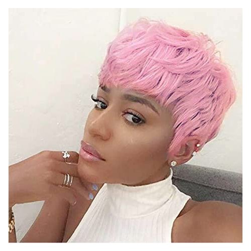 WOCWIG Short Pink Hairstyles Synthetic Wigs For Women Short Pixie Cuts Wigs For Black Women Pink Bowl Cut Wig For Women Short Straight Black Ladies Wigs Short Hairstyles Wigs For Women (W003pink)