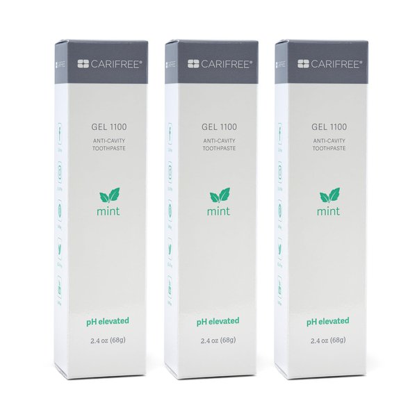 CariFree Gel 1100 (Mint): Anti-Cavity Fluoride Toothpaste, Cavity Prevention, Freshens Breath and Moistens Mouth, Dentist Recommended for Oral Care (3-Pack)