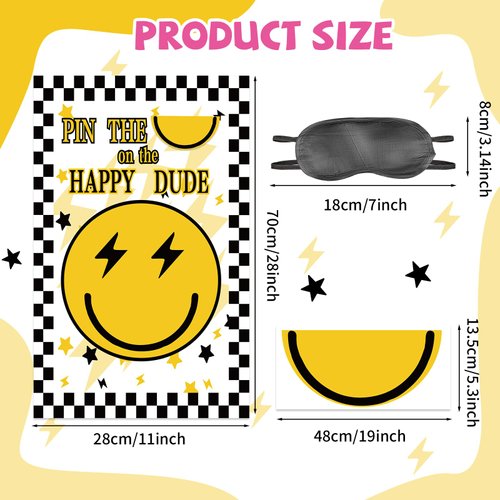 Pin The Tail on The ONE Happy Dude Party Game for Wedding Baby Shower, ONE Happy Dude Party Supplies Favors Birthday Party Games for Kids Home Room Decorations-10 Stickers