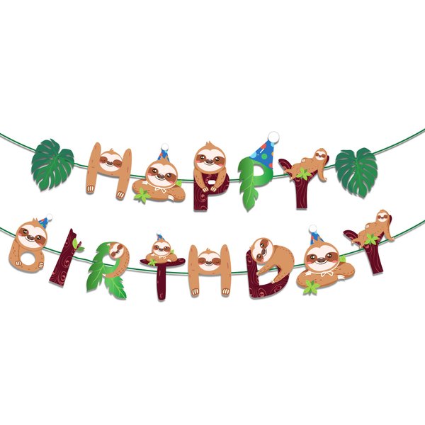 Sloth Birthday Banner Sloth Party Supplies Sloth Birthday Party Banner Sloth Banner for Baby Shower Kids Sloth Happy Birthday Theme Decorations