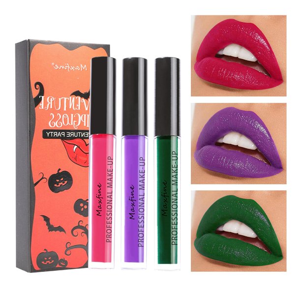 Red Purple Green Matte Liquid Lipstick Stain Set For Women, Long Lasting 24h Waterproof Lip Gloss, Intense Vivid Color, High Pigmented Smudge Proof Non-Stick Cup Lip Stain For Halloween Makeup(Set B)