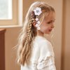 White Flower Hair Clips Cute Flower Tassels Hair Clip White Pearl Jewel Hairgrips Design Fashion Floral Girl Bow Alligator Clips Hair Decoration for Women Girl 2Pcs (White flower Tassels)