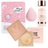 Glam Lux Beauty Bundle Set Of 4, Matte Primer Stick, Loose Setting Powder, Blending Sponge, Collagen Face Mask Sheet