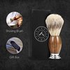 Synthetic Badger Hair Shaving Brush - Futura Synthetic Badger Hair + Handmade Sandalwood Shave Brush, Exfoliating Stiff Bristles, Thick & Creamy Lather For A Great Shave, Pre-Shave & Barber Approved