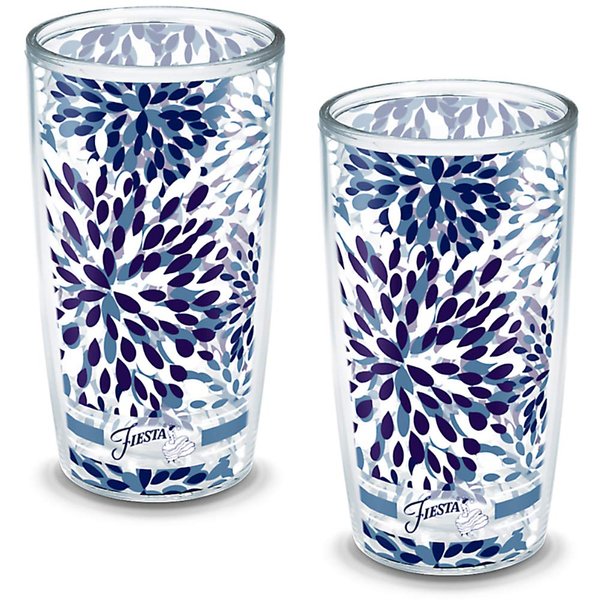 Tervis Made in USA Double Walled Fiesta Insulated Tumbler Cup Keeps Drinks Cold & Hot, 16oz - 2pk, Lapis Calypso