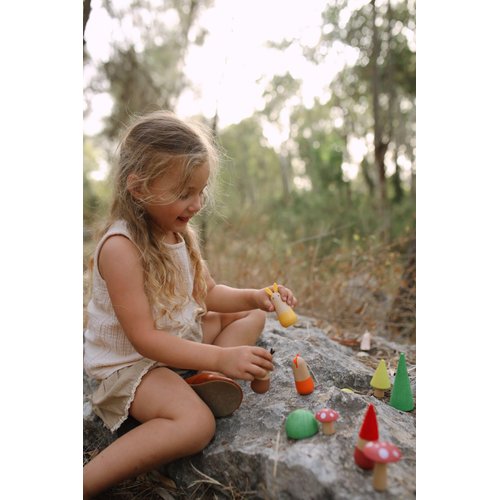 kipod Dwarf Forest Figurine Set Wooden Dolls Toy for Kids Ages 2 & Up – Includes Animals, Trees, Mushrooms, and Foundations – Fun to Learn Through Play – Waldorf Inspired Exploration