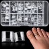 Lifextol 240pc Soft Gel X Toe Nail Tips Short Fake Toenail Tips Square Fake Toe Nail Tips for Toes Press on Toenails, Clear False Toe Nail Press ons, 12 Sizes French Artificial Toe Tips Acrylic Nails