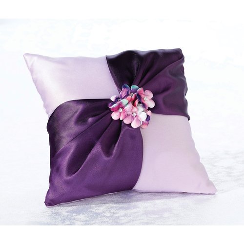 Lillian Rose Purple Flower Wedding Ring Pillow, 8' (RP760)