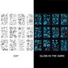 Neon Tattoo Stickers Black Lights for Glow Party Blue Luminous Temporary Tattoos 12 Sheets UV Jewellery Body Shimmer Fake Skin Tattoo for Women Girls Body Face Art Accessories