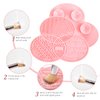 Makeup Brush Cleaning Mat & Makeup Brush Drying Rack, Diolan 28 Holes Makeup Brush Holder, Silicone Rubber Clover Shaped Mat Cleaner - Black & Pink