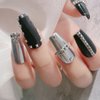 3 Packs Nail Art Punk Rivets Nail Rivets Nails Craft Flatback Spike Studs Punk Style Pointy Top Square Metallic Nail Studs Nail Art Charms Nail Supplies for DIY Manicure Tips Craft, 3 Size, Silver