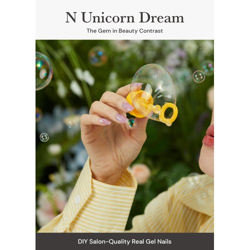 ohora Semi Cured Gel Nail Strips (N Unicorn Dream) - Works with Any Nail Lamps, Salon-Quality, Long Lasting, Easy to Apply & Remove - Includes 2 Prep Pads, Nail File & Wooden Stick