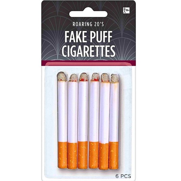 Fake Puff Cigarettes Costume Accessory - 3.25", 6 Count - Durable & Realistic - Ideal For Themed Parties & Theatrical Performances