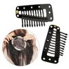 Jmkcoz 20pcs Snap-Comb Wig Clips with Rubber for Hair Extension Hairpiece DIY Clip in Hair Extensions 10-Teeth Wigs Weft Black Color