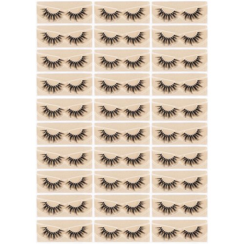 Wholesale Mixed Lashes Pack 3D Faux Mink Eyelashes 5 Style 30 Pairs Fluffy Volume Natural Charming Look Medium Length Eyelashes Cotton Band Handmade Reusable Soft False Eyelashes (5 styles-30 pairs)