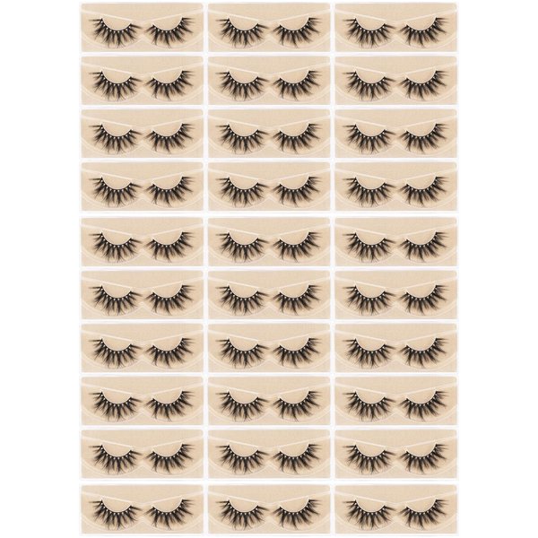Wholesale Mixed Lashes Pack 3D Faux Mink Eyelashes 5 Style 30 Pairs Fluffy Volume Natural Charming Look Medium Length Eyelashes Cotton Band Handmade Reusable Soft False Eyelashes (5 styles-30 pairs)