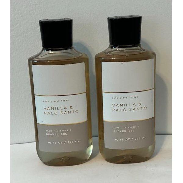 Bath Body Work Vanilla & Palo Santo Shower Gel 2-Piece Set
