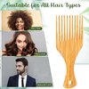 2Pcs Hair Pick Comb for Curly Hair Bamboo Hair Pick Beard Pick Comb Afro Hair Picks No Frizz Wide Tooth Comb Hair Picks for Men Lift Detangle Hair Comb