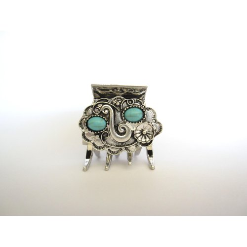 Generic Small/medium turquoise blue silver metal native western hair claw clip