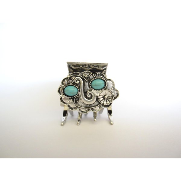 Generic Small/medium turquoise blue silver metal native western hair claw clip