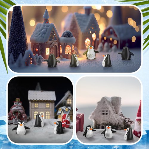 JellyArch 50 Pcs Miniature Penguin Figurines Resin Penguin Cake Topper Mini Penguins Toys Animal Penguin Birthday Decorations for Micro Landscape Decor Baby Shower Party Supplies School Project Class
