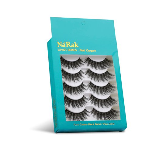 NaRak's False Eyelashes - Divas Series: RED CARPET Design. 5 Pairs of Faux Mink Lashes - Big Volume And Style With A Comfortable Designed For Everyday Wear To Enhance Your Natural Lashes