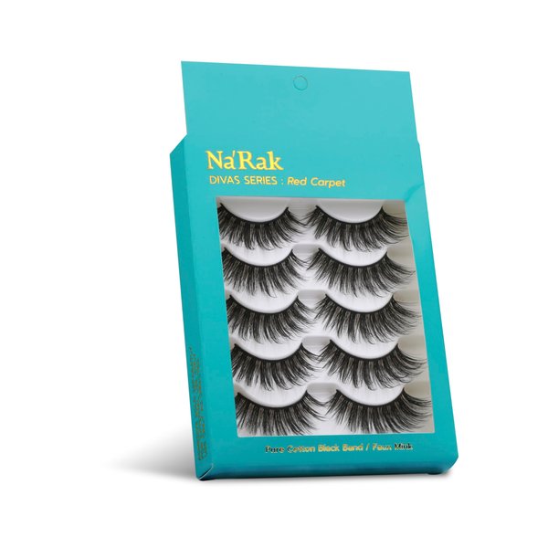 NaRak's False Eyelashes - Divas Series: RED CARPET Design. 5 Pairs of Faux Mink Lashes - Big Volume And Style With A Comfortable Designed For Everyday Wear To Enhance Your Natural Lashes