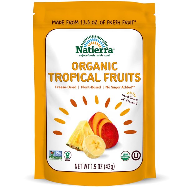 NATIERRA Nature's All Foods Organic Freeze-Dried Tropical Fruits | Non-GMO & Vegan | 1.5 Ounce