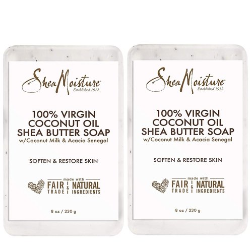 Shea Moisture 100% Virgin Coconut Oil Shea Butter Soap, 8 Ounce (Pack of 2)