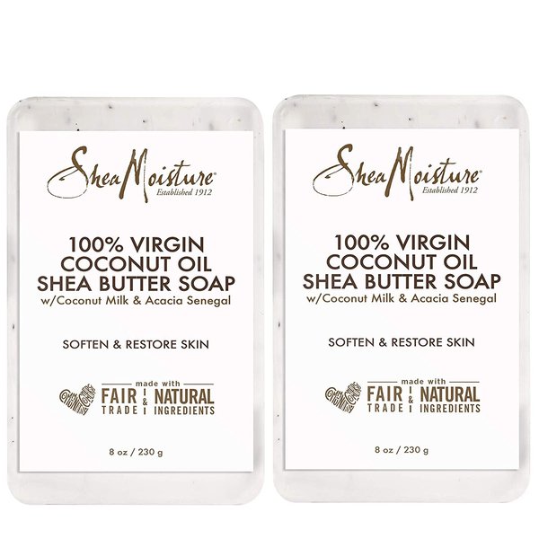 Shea Moisture 100% Virgin Coconut Oil Shea Butter Soap, 8 Ounce (Pack of 2)