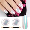 2Boxes Mirror Neon Aurora Nail Art Glitter Powders Mermaid Chrome Pigment Dust 0.3g Manicure DIY Nail Art Decoration Sponge Stick Dip Powder Nail Art Chrome Pigment (Aurora Powder)