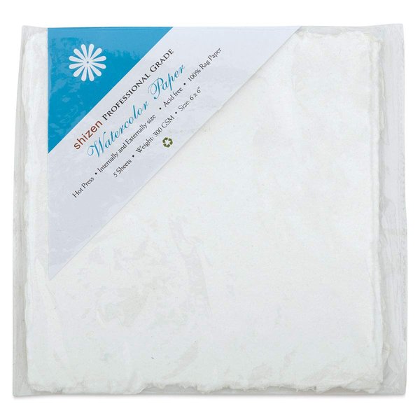 Shizen Design, Watercolor Paper, White, Hot Press, 6x6 Inches, Pack of 5 Sheets, WC 318