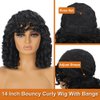 KEVVTY Black Curly Wigs for Black Women Short Curly Wigs With Bangs For Women Synthetic Afro Curly Wigs Bouncy Fluffy Curly Hair Wigs Glueless Daily and Cosplay